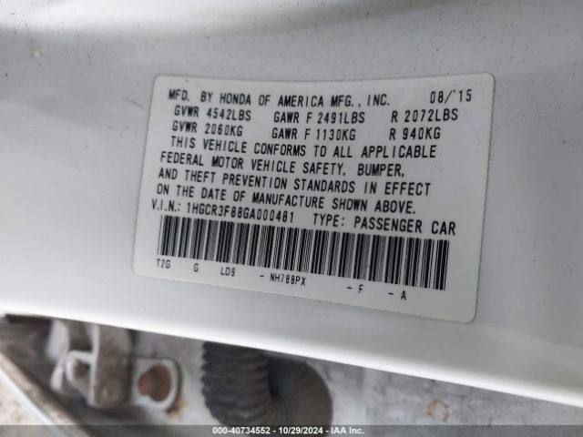 Photo 8 VIN: 1HGCR3F88GA000481 - HONDA ACCORD 