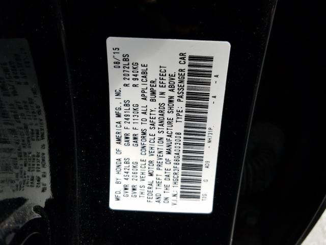 Photo 9 VIN: 1HGCR3F88GA003008 - HONDA ACCORD EXL 