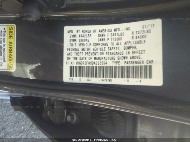 Photo 8 VIN: 1HGCR3F89DA023554 - HONDA ACCORD SDN 