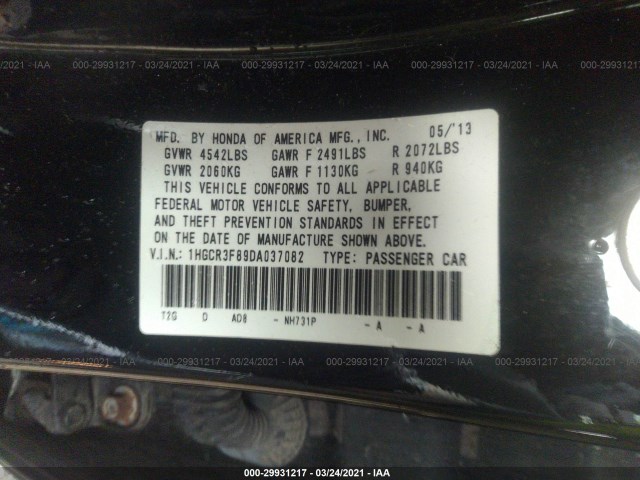 Photo 8 VIN: 1HGCR3F89DA037082 - HONDA ACCORD SDN 