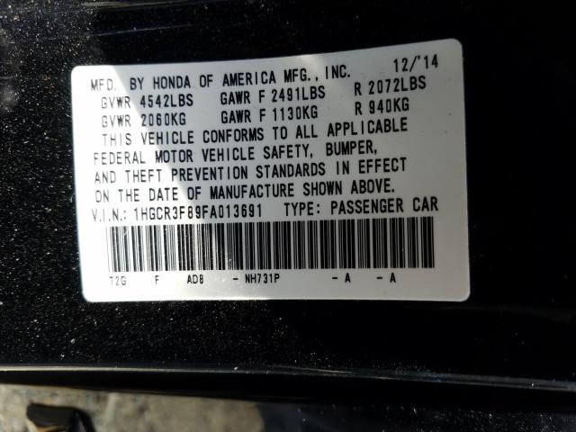 Photo 9 VIN: 1HGCR3F89FA013691 - HONDA ACCORD EXL 