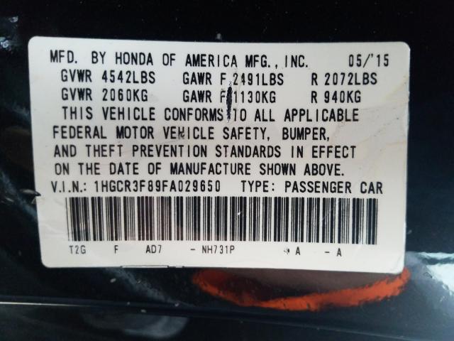 Photo 9 VIN: 1HGCR3F89FA029650 - HONDA ACCORD 