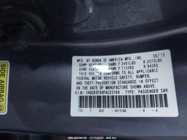 Photo 8 VIN: 1HGCR3F89FA033794 - HONDA ACCORD 