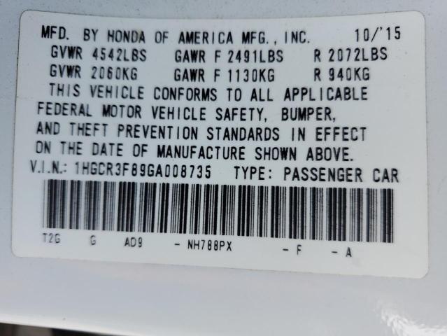 Photo 12 VIN: 1HGCR3F89GA008735 - HONDA ACCORD EXL 