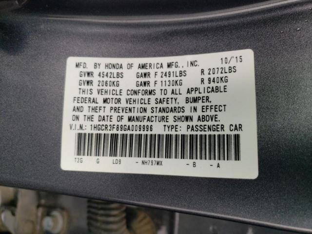 Photo 9 VIN: 1HGCR3F89GA009996 - HONDA ACCORD EXL 