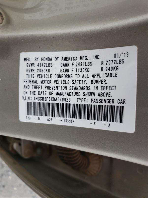 Photo 9 VIN: 1HGCR3F8XDA020923 - HONDA ACCORD EXL 