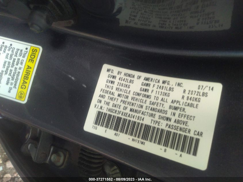 Photo 8 VIN: 1HGCR3F8XEA041904 - HONDA ACCORD 