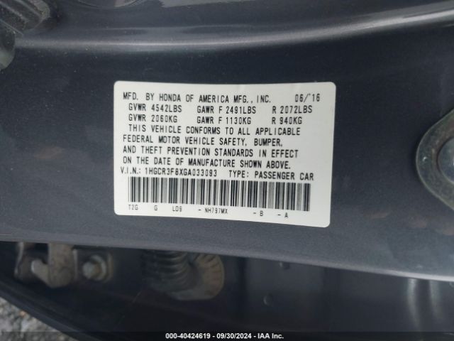 Photo 8 VIN: 1HGCR3F8XGA033093 - HONDA ACCORD 