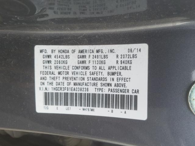 Photo 9 VIN: 1HGCR3F91EA038236 - HONDA ACCORD TOU 