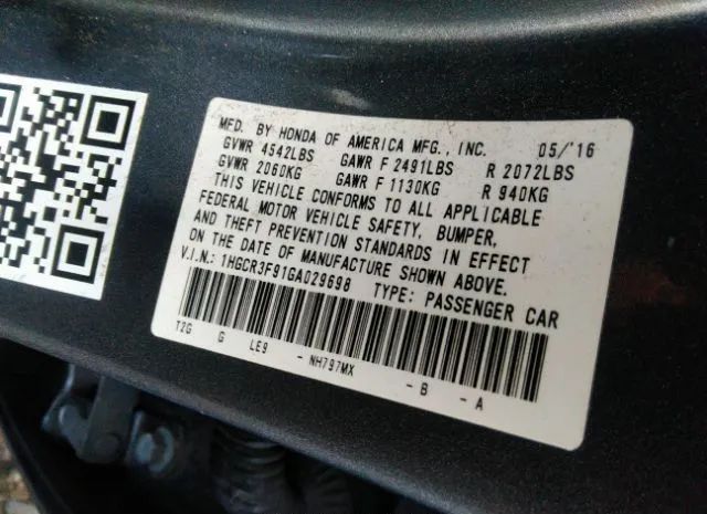 Photo 8 VIN: 1HGCR3F91GA029698 - HONDA ACCORD SEDAN 