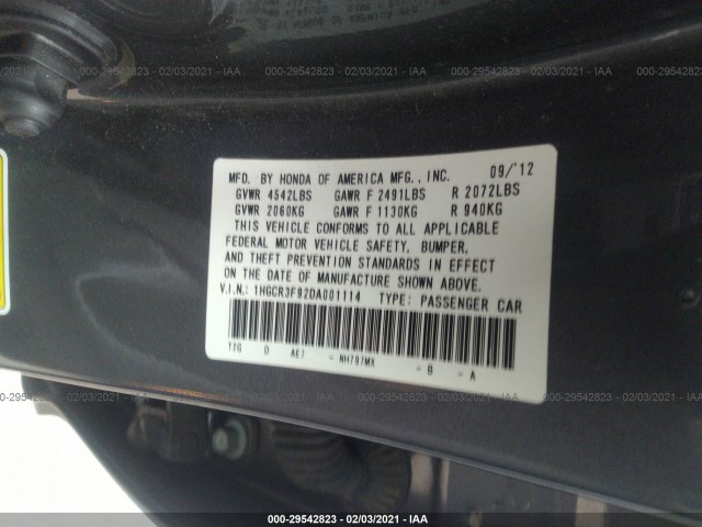 Photo 8 VIN: 1HGCR3F92DA001114 - HONDA ACCORD SDN 