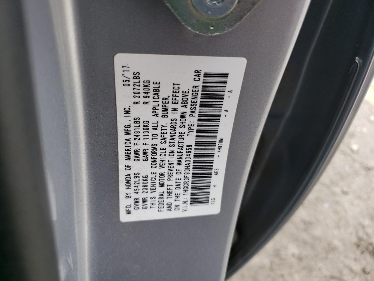 Photo 12 VIN: 1HGCR3F93HA034659 - HONDA ACCORD 