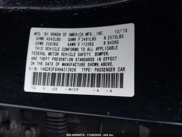 Photo 8 VIN: 1HGCR3F94HA013626 - HONDA ACCORD 