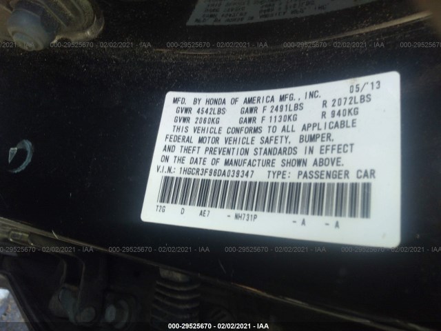 Photo 8 VIN: 1HGCR3F96DA039347 - HONDA ACCORD SDN 