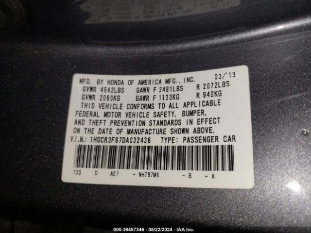 Photo 8 VIN: 1HGCR3F97DA032438 - HONDA ACCORD 