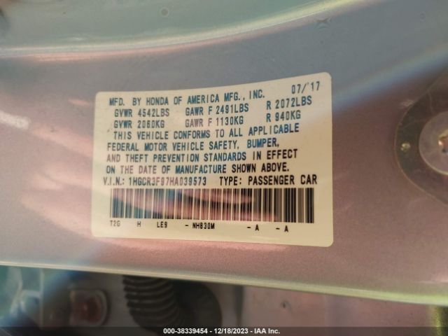 Photo 8 VIN: 1HGCR3F97HA039573 - HONDA ACCORD 