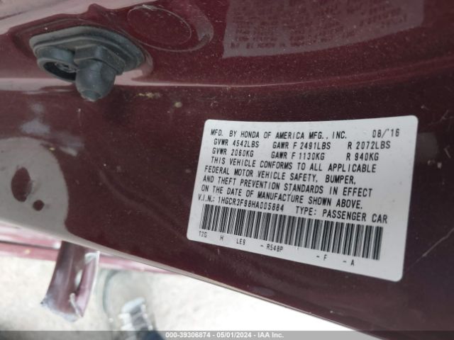 Photo 8 VIN: 1HGCR3F98HA005884 - HONDA ACCORD 