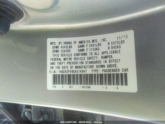 Photo 8 VIN: 1HGCR3F99EA014847 - HONDA ACCORD SEDAN 