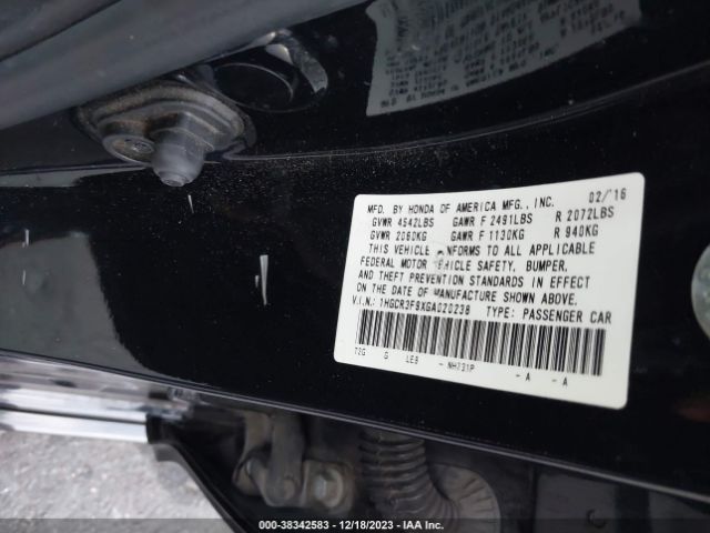 Photo 8 VIN: 1HGCR3F9XGA020238 - HONDA ACCORD 