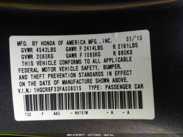 Photo 8 VIN: 1HGCR6F33FA006015 - HONDA ACCORD HYBRID 