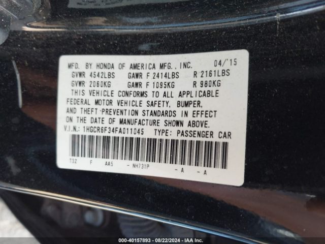 Photo 8 VIN: 1HGCR6F34FA011045 - HONDA ACCORD 