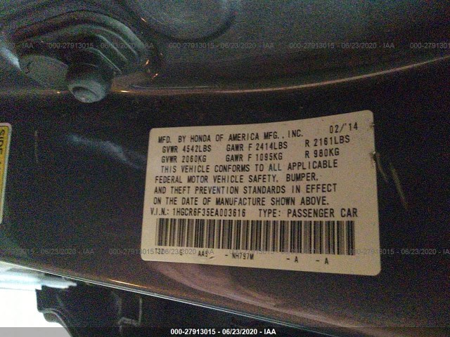 Photo 8 VIN: 1HGCR6F35EA003616 - HONDA ACCORD HYBRID 