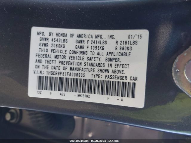 Photo 8 VIN: 1HGCR6F51FA006905 - HONDA ACCORD HYBRID 