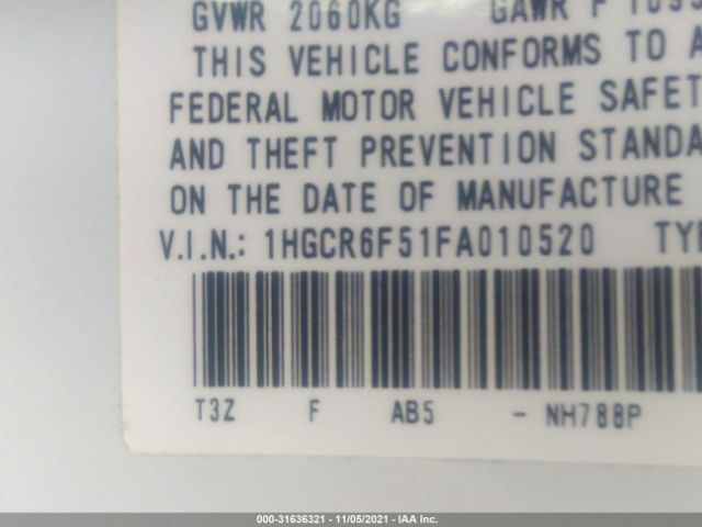 Photo 8 VIN: 1HGCR6F51FA010520 - HONDA ACCORD HYB 