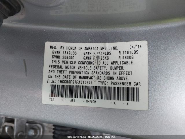 Photo 8 VIN: 1HGCR6F57FA010974 - HONDA ACCORD 