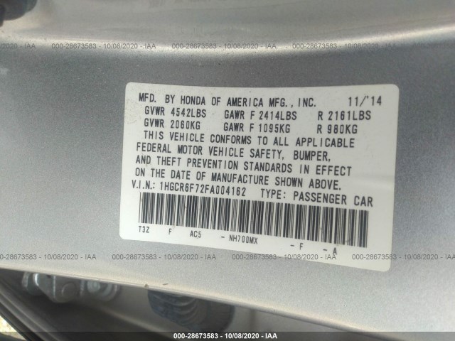 Photo 8 VIN: 1HGCR6F72FA004162 - HONDA ACCORD HYBRID 