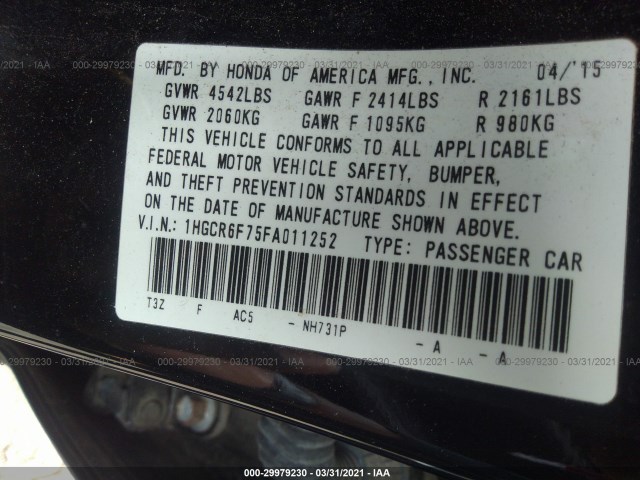 Photo 8 VIN: 1HGCR6F75FA011252 - HONDA ACCORD HYBRID 