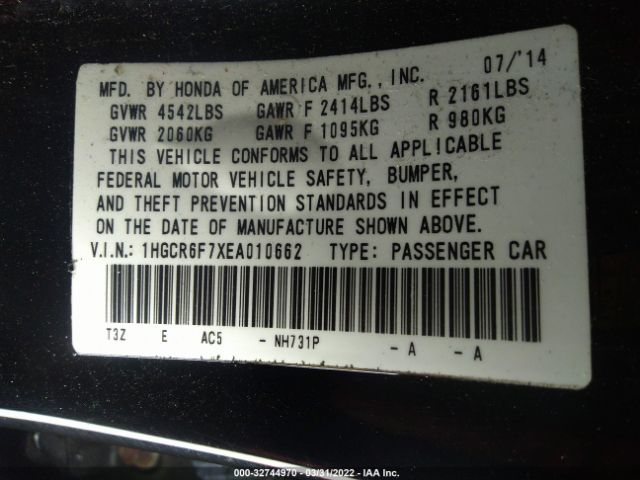 Photo 8 VIN: 1HGCR6F7XEA010662 - HONDA ACCORD HYBRID 