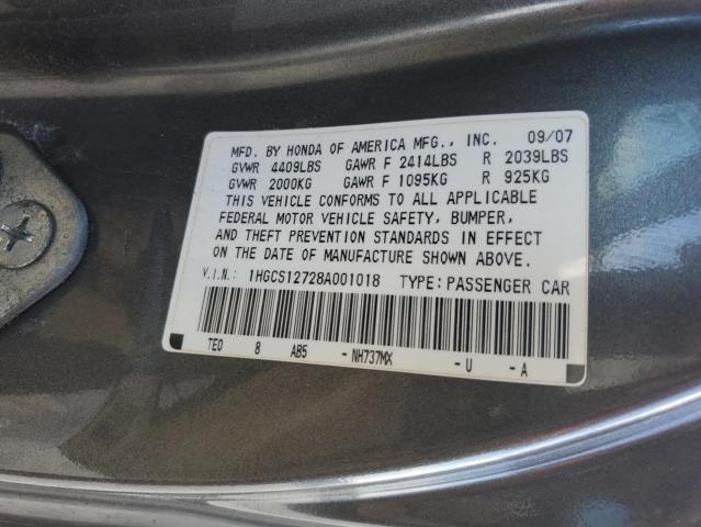 Photo 11 VIN: 1HGCS12728A001018 - HONDA ACCORD EX 