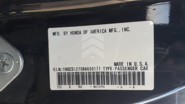 Photo 1 VIN: 1HGCS1275BA600177 - HONDA ACCORD 