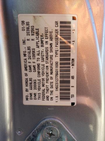 Photo 11 VIN: 1HGCS12778A011690 - HONDA ACCORD EX 