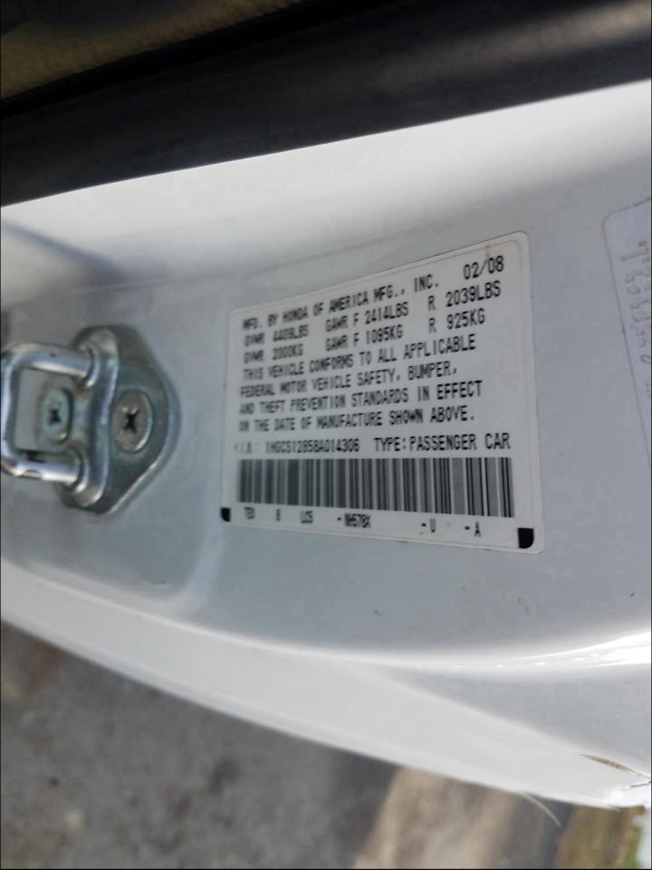 Photo 9 VIN: 1HGCS12858A014306 - HONDA ACCORD EXL 