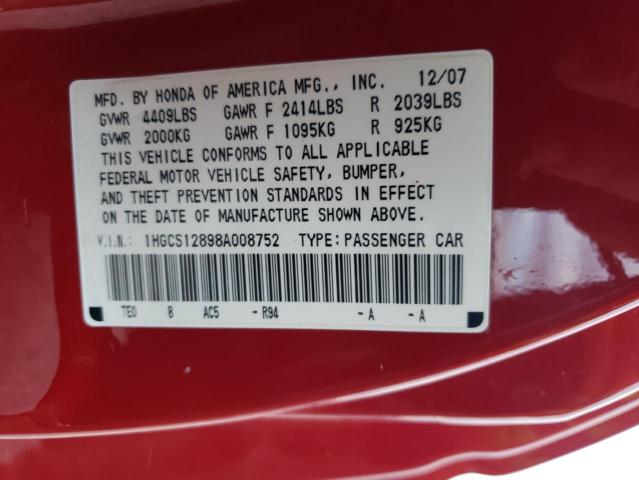 Photo 11 VIN: 1HGCS12898A008752 - HONDA ACCORD 