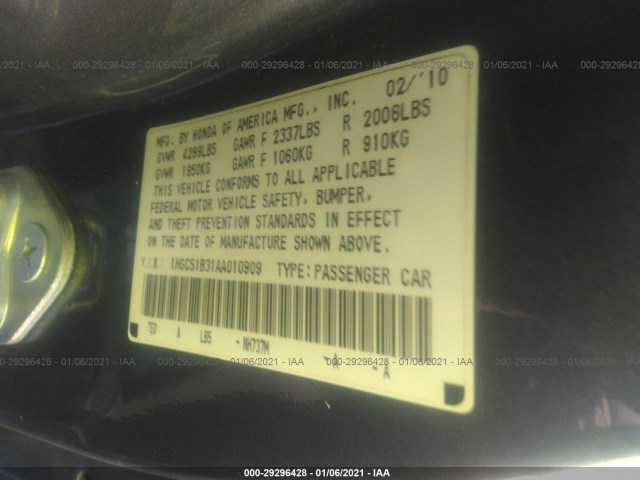 Photo 8 VIN: 1HGCS1B31AA010909 - HONDA ACCORD CPE 