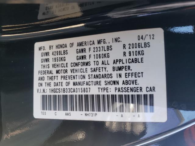 Photo 9 VIN: 1HGCS1B33CA015807 - HONDA ACCORD LX 