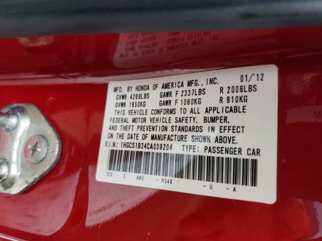 Photo 9 VIN: 1HGCS1B34CA008204 - HONDA ACCORD LX 