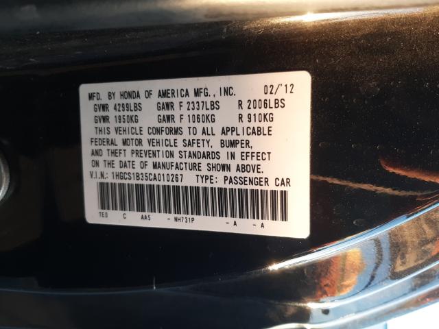 Photo 9 VIN: 1HGCS1B35CA010267 - HONDA ACCORD LX 