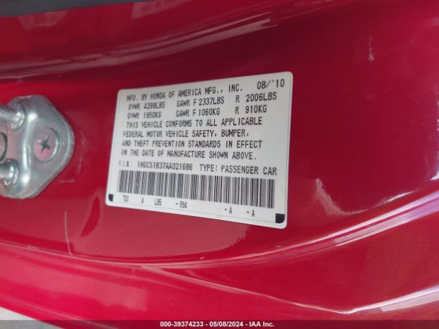 Photo 8 VIN: 1HGCS1B37AA021686 - HONDA ACCORD 