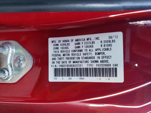 Photo 11 VIN: 1HGCS1B38CA022591 - HONDA ACCORD LX 