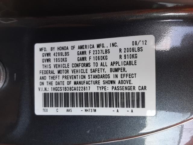 Photo 9 VIN: 1HGCS1B38CA022817 - HONDA ACCORD LX 