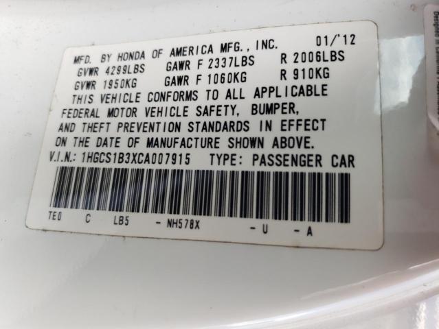 Photo 11 VIN: 1HGCS1B3XCA007915 - HONDA ACCORD 