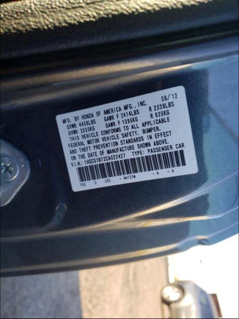 Photo 9 VIN: 1HGCS1B72CA022427 - HONDA ACCORD EX 