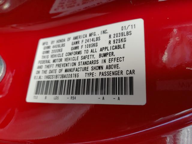 Photo 9 VIN: 1HGCS1B73BA009765 - HONDA ACCORD EX 