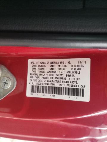 Photo 9 VIN: 1HGCS1B73CA007449 - HONDA ACCORD EX 