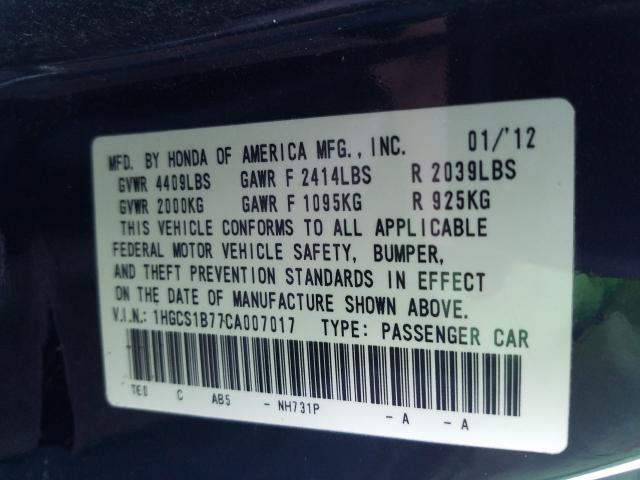 Photo 9 VIN: 1HGCS1B77CA007017 - HONDA ACCORD EX 