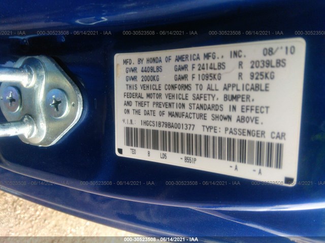 Photo 8 VIN: 1HGCS1B79BA001377 - HONDA ACCORD CPE 